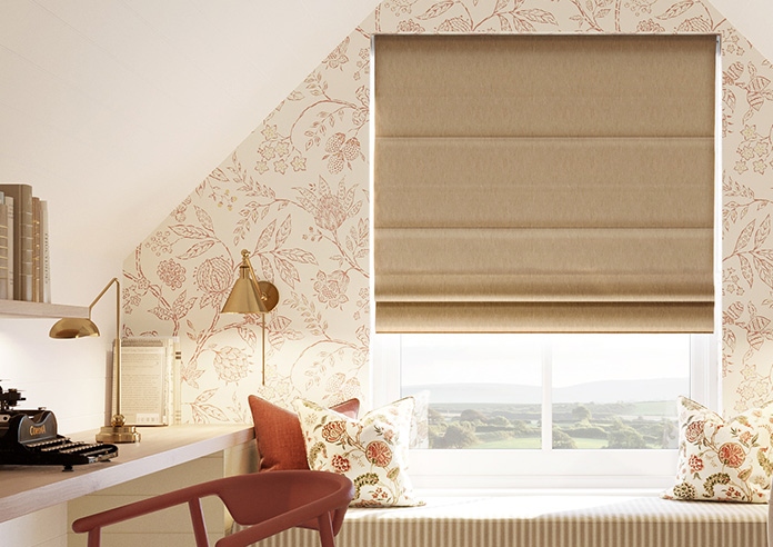 Genoa Faux Silk (Blackout), Gold Shimmer - Motorised Roman Blind - Image 3